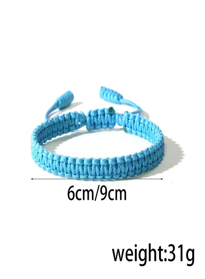 QRH Simple Handmade Knitted String Bracelets Adjustable Braided Rope Bracelets Anklet Kabbalah Protection Waterproof Summer Beach All-matching Surfer Bracelets Anklet Lucky Jewelry -Green - Image 2
